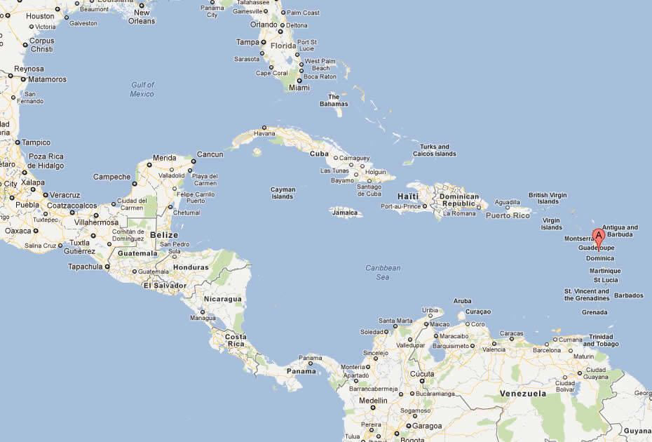 Map of Dominica Caribbean Sea